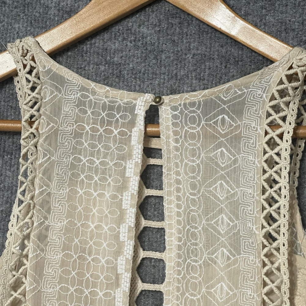 Free People Wherever You Go Sleevless Emboridered Lace Dress Ivory Size 2 Spring - Picture 6 of 9